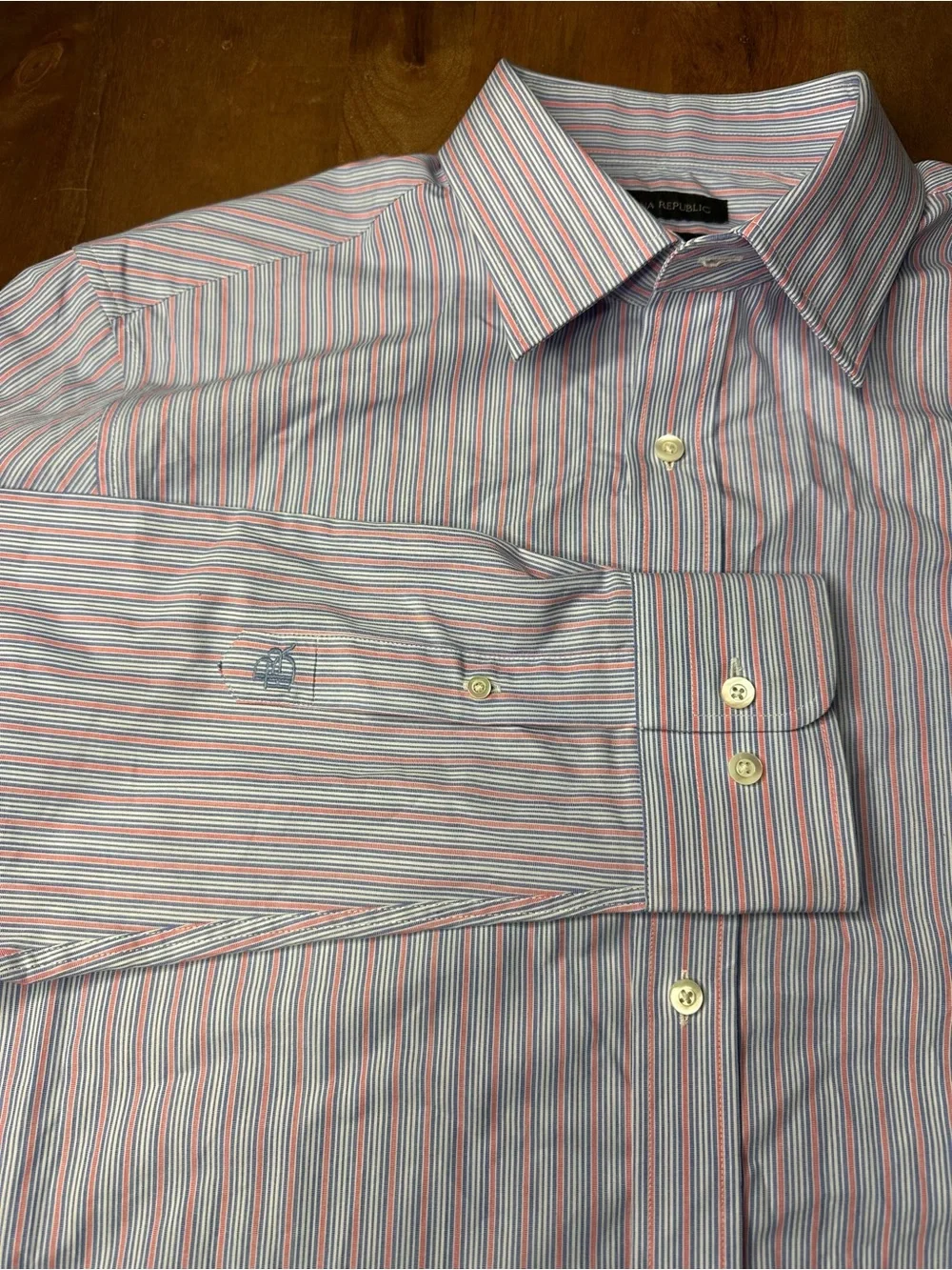 Banana Republic Men's Striped Dress Shirt - Red & Blue